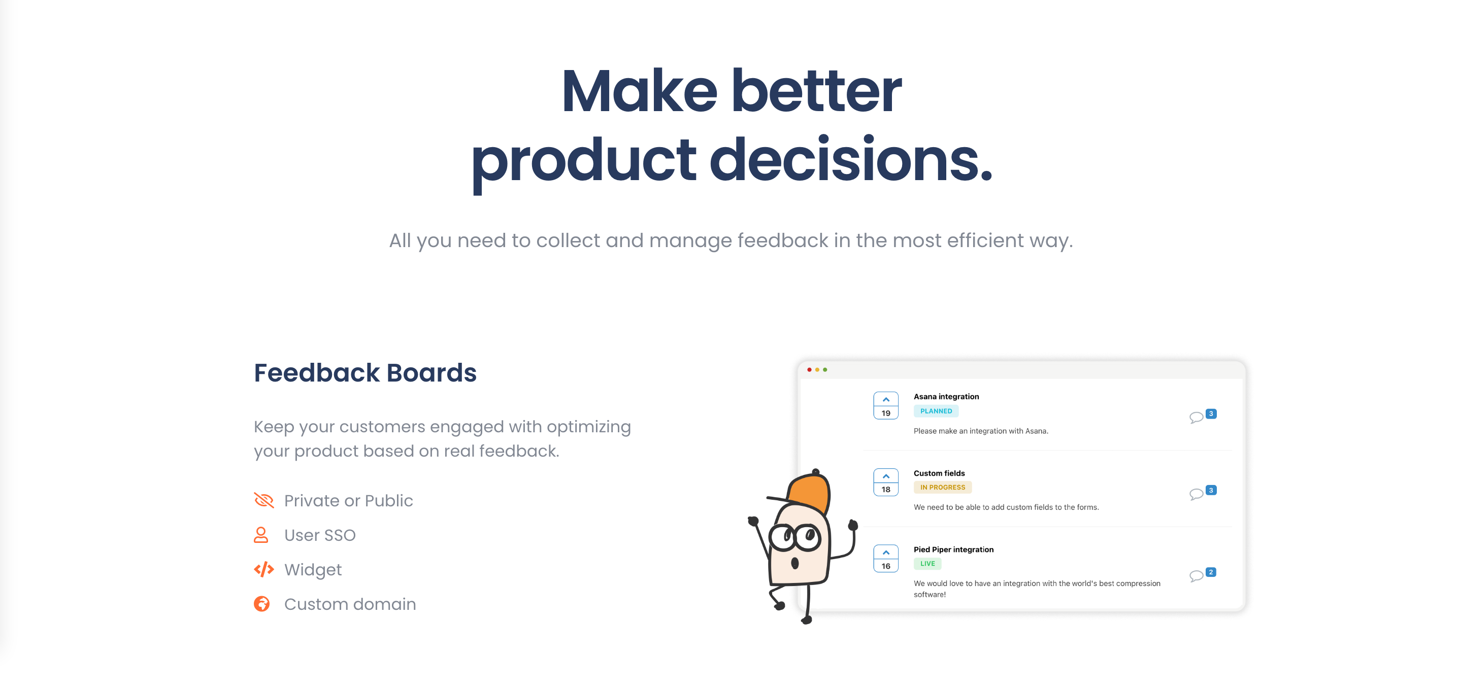Upvoty Feature component screenshot