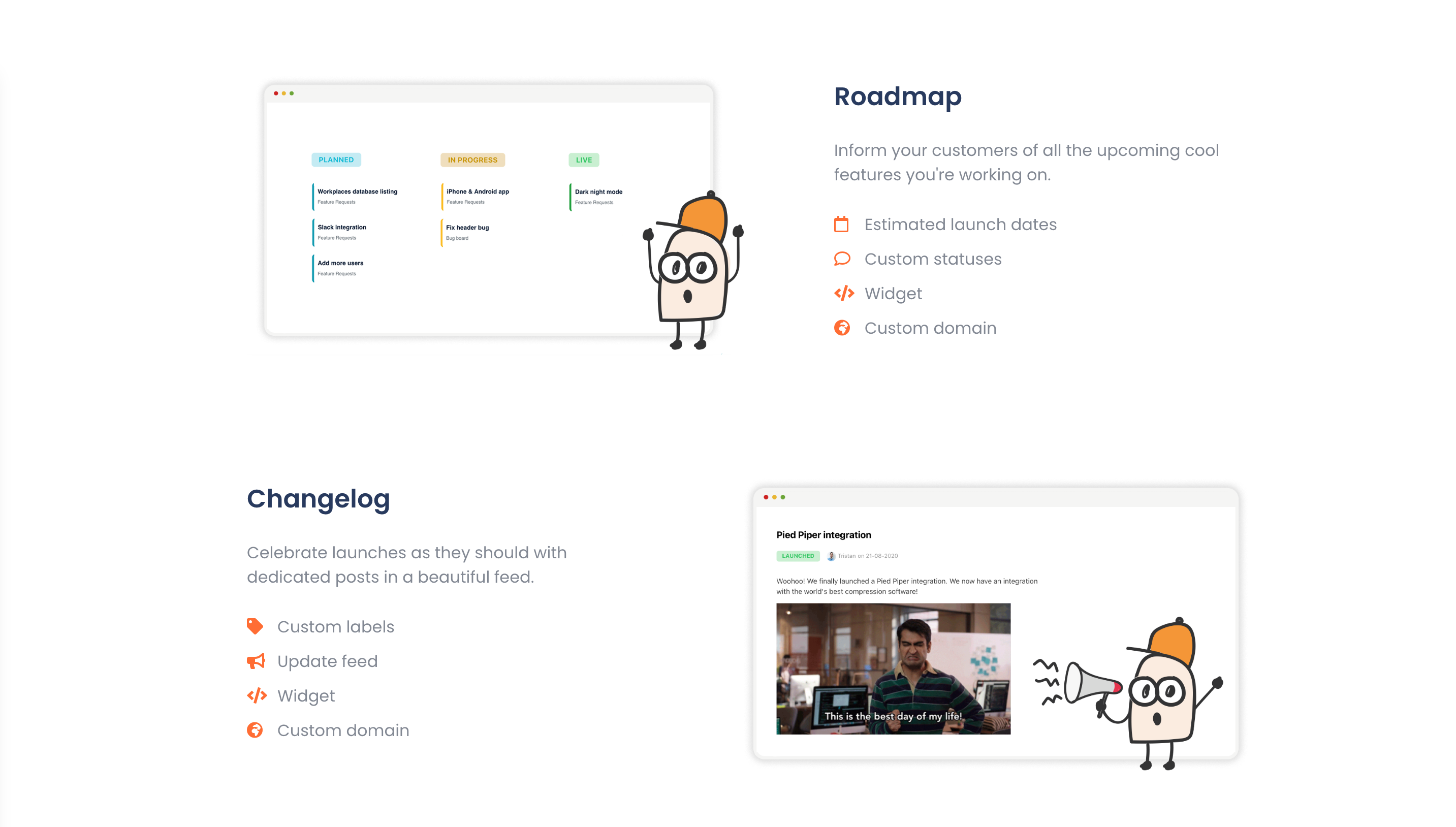 Upvoty Feature component screenshot