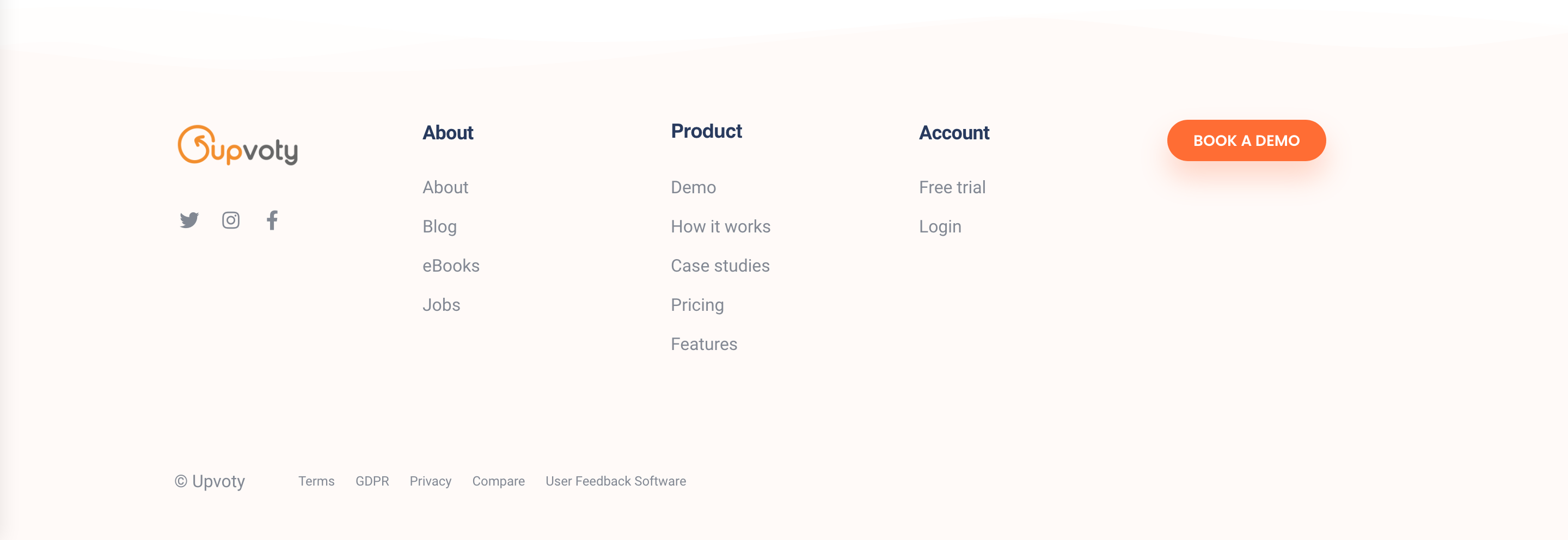 Upvoty Footer component screenshot