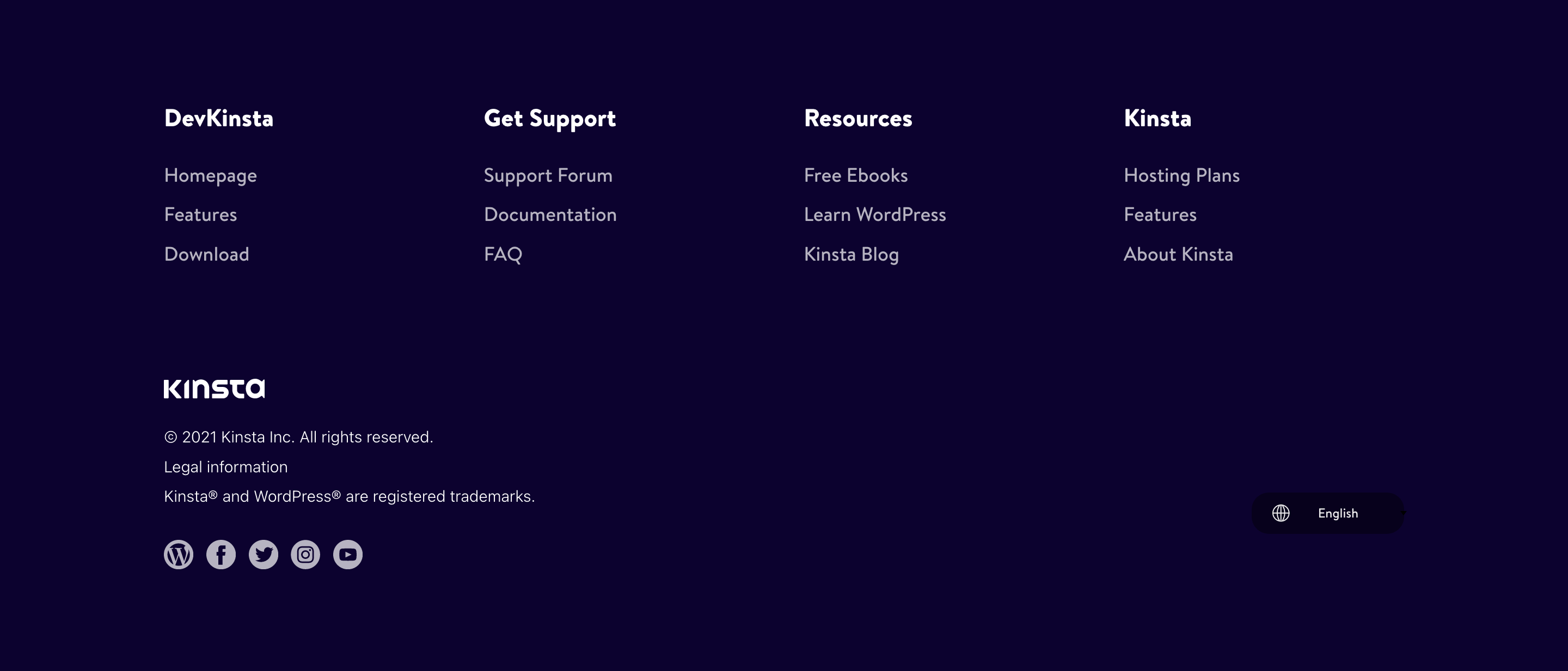 Kinsta Footer component screenshot