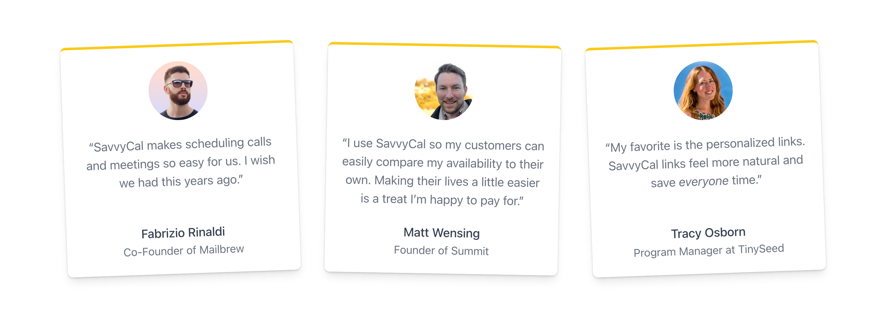 Savvycal Testimonial component screenshot