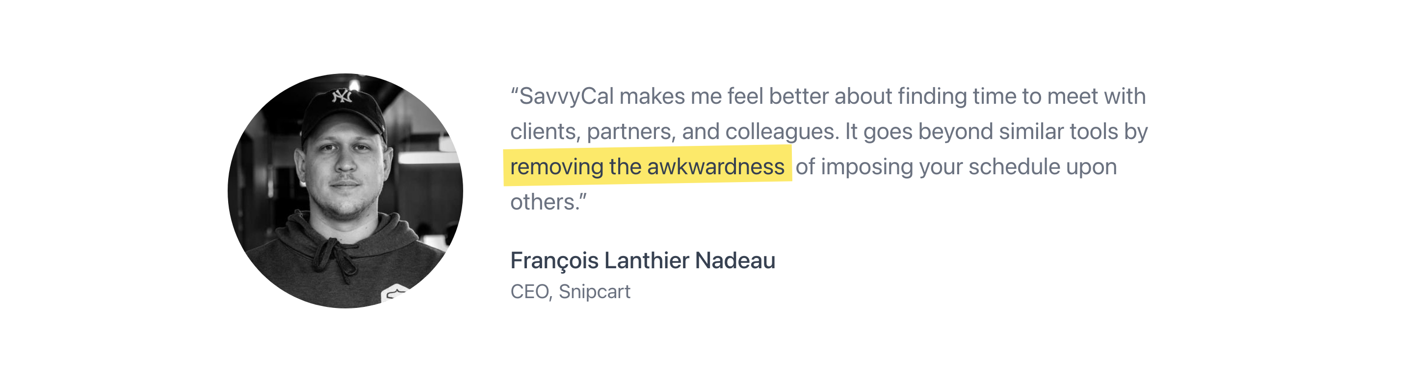 Savvycal Testimonial component screenshot