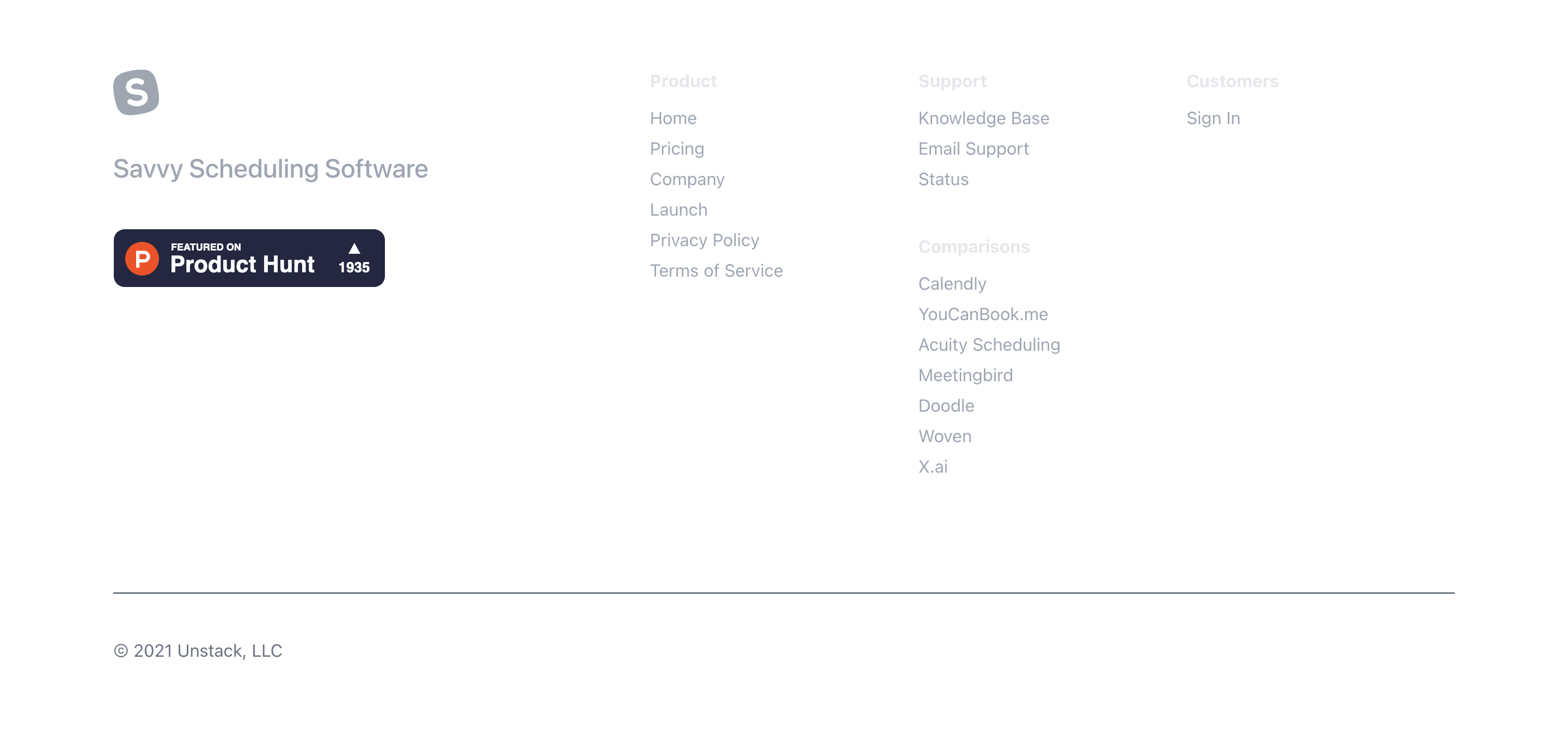 Savvycal Footer component screenshot
