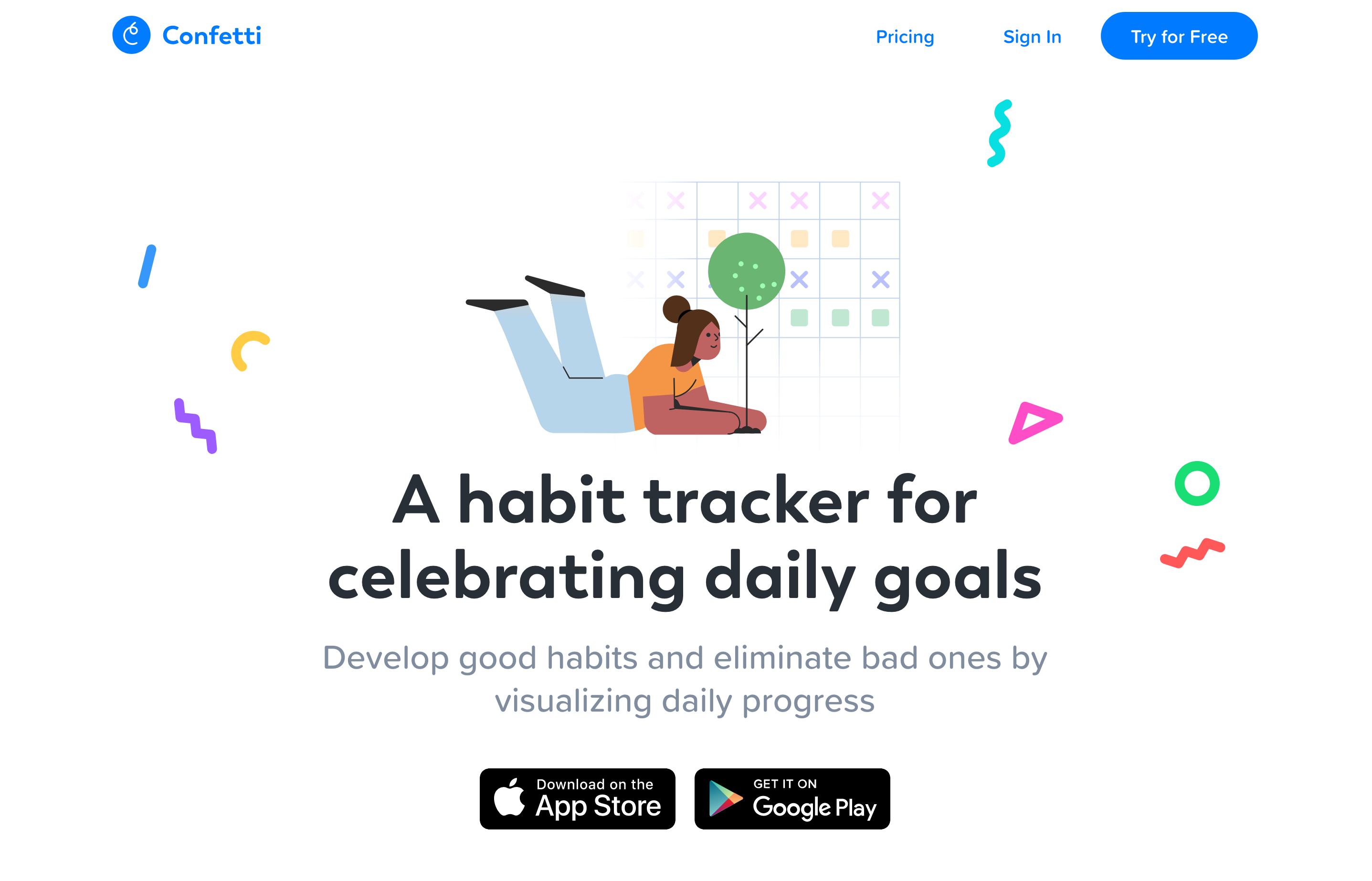 Confettihabits Hero component screenshot
