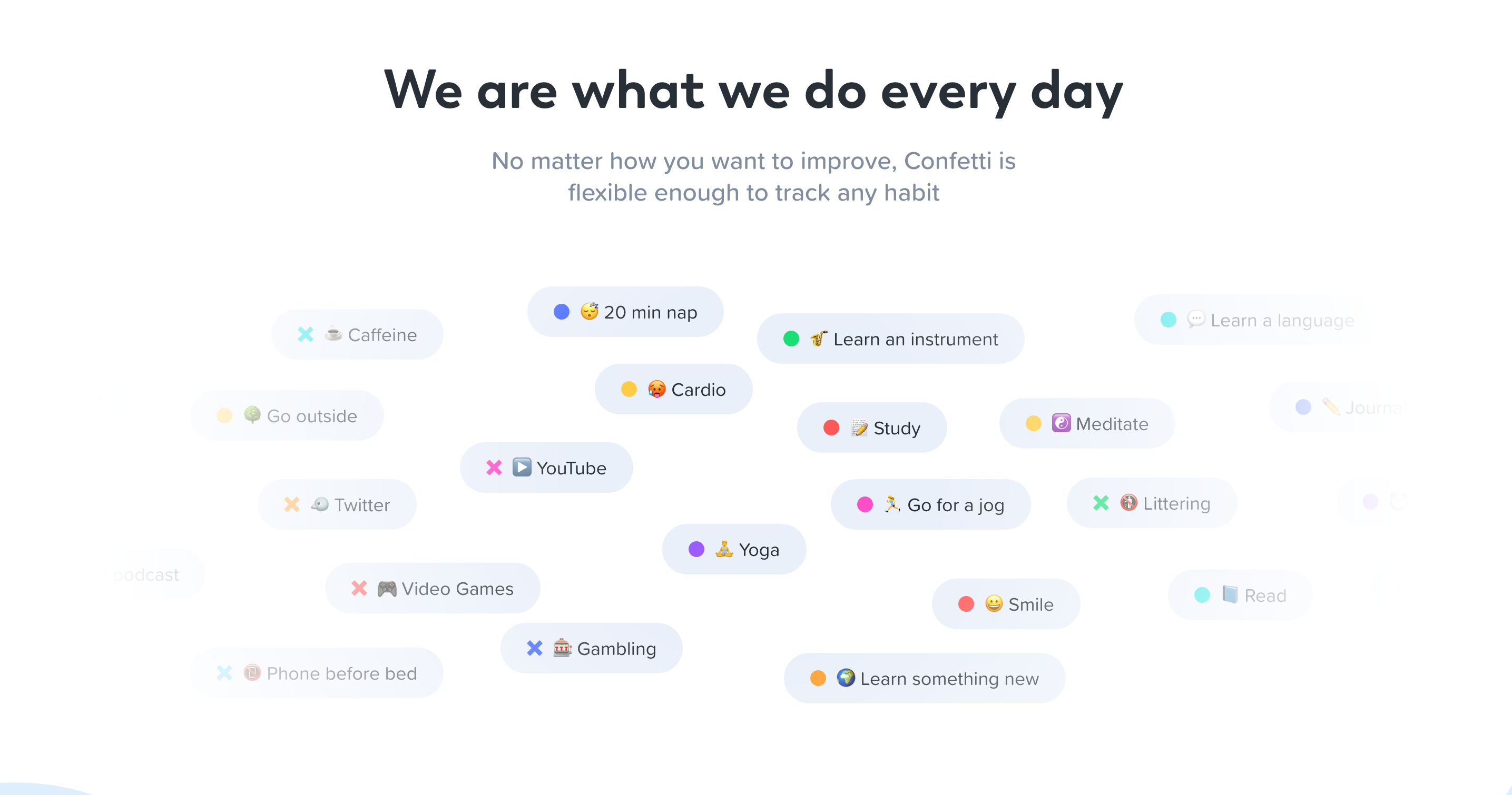 Confettihabits Feature component screenshot