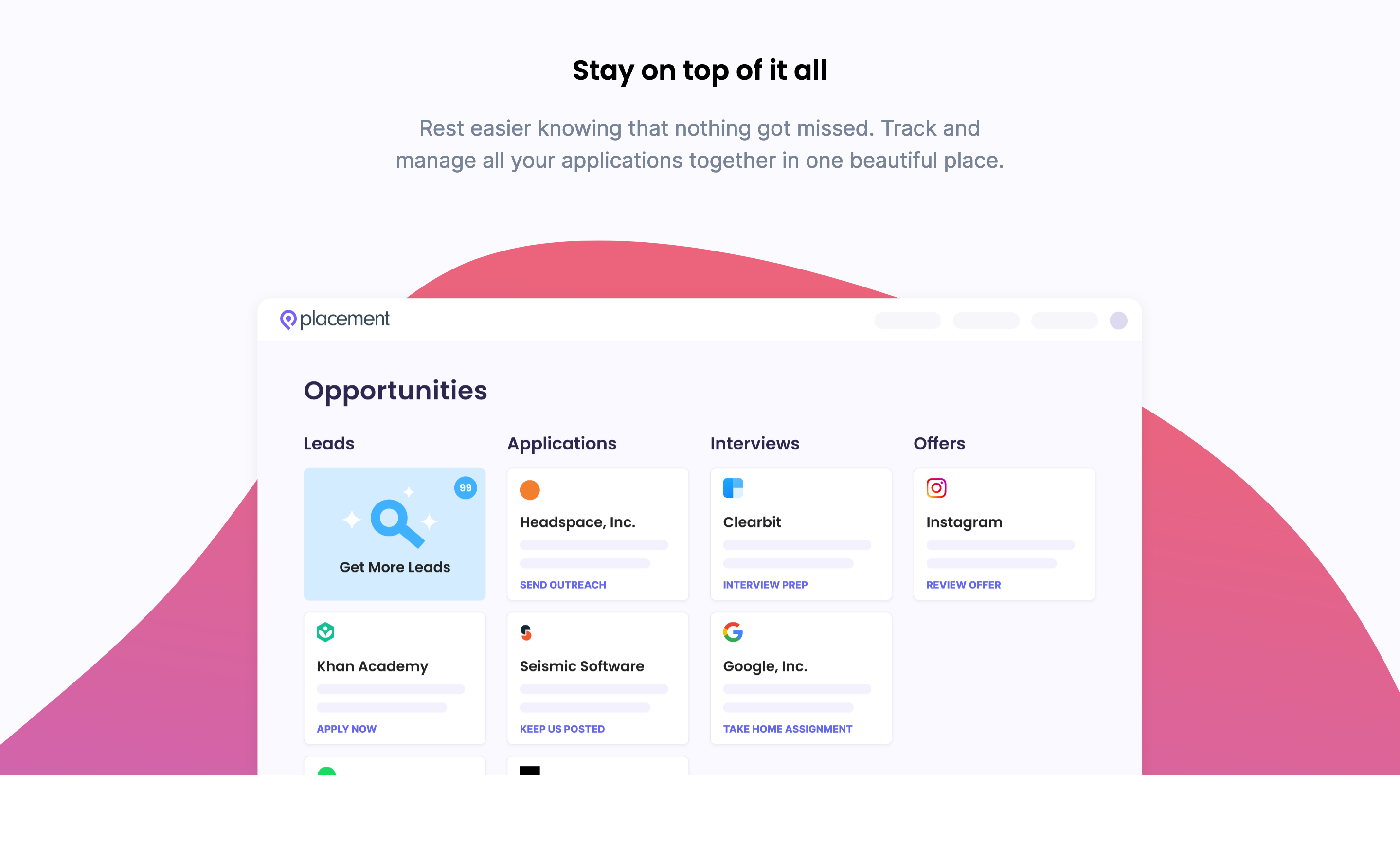 Placement Feature component screenshot