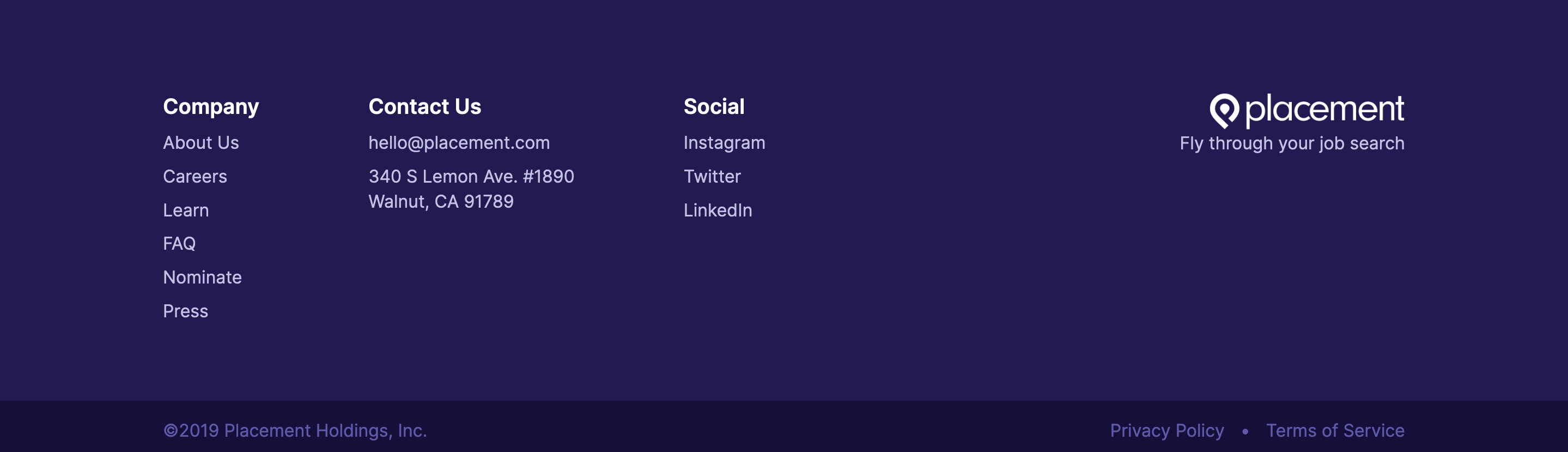Placement Footer component screenshot