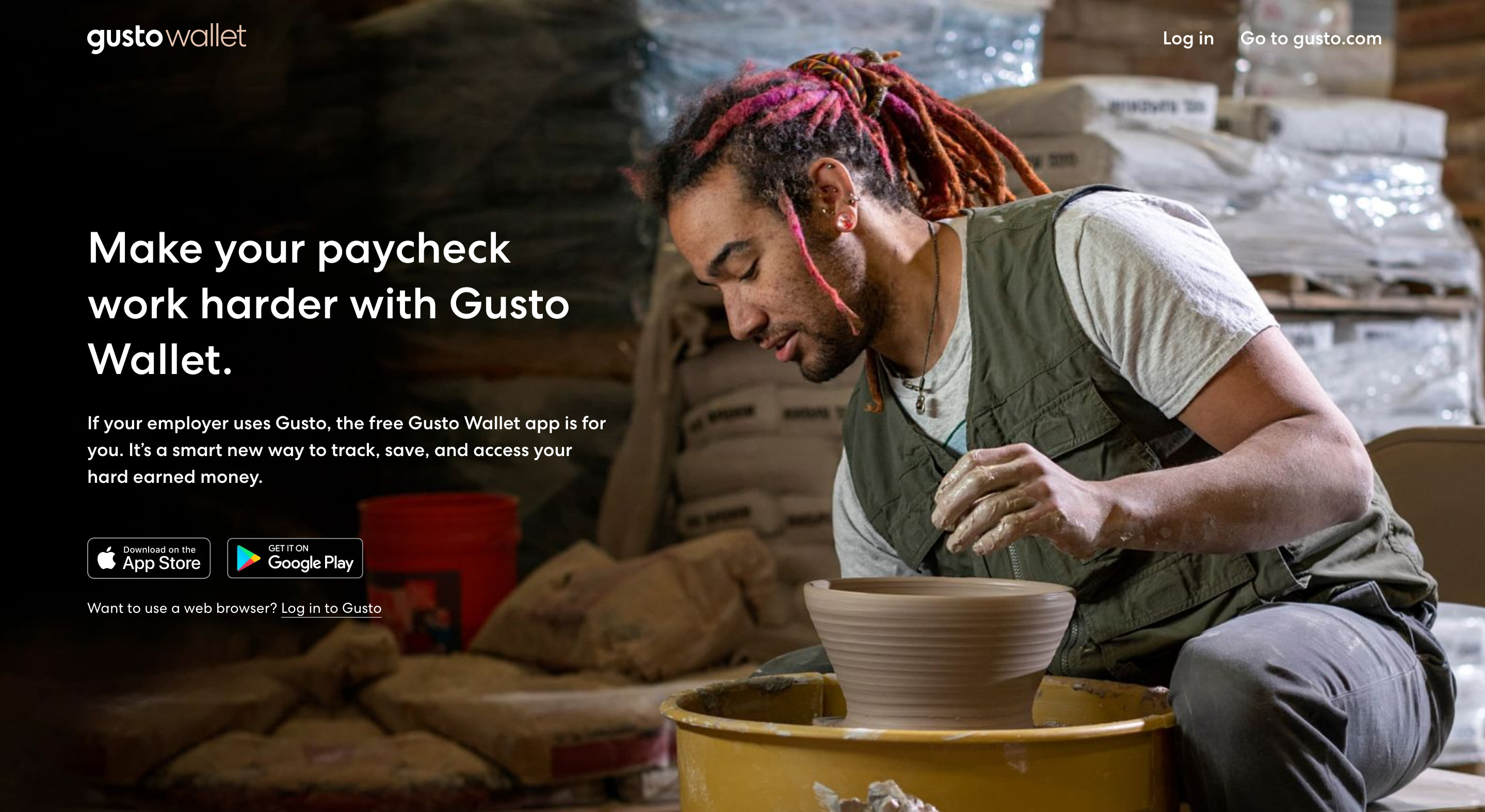 Gusto Wallet Hero component screenshot