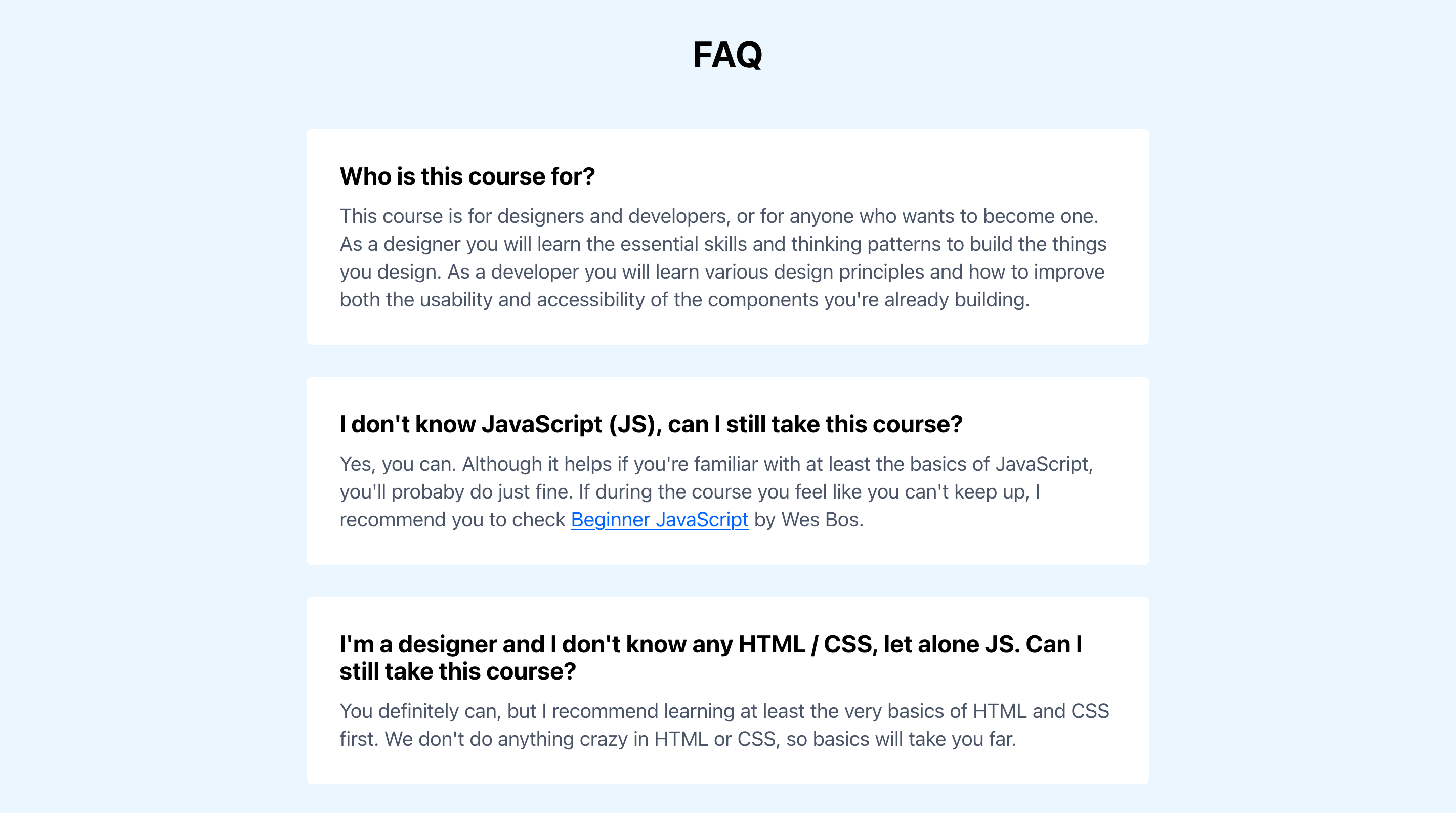 Full Stack Faq component screenshot