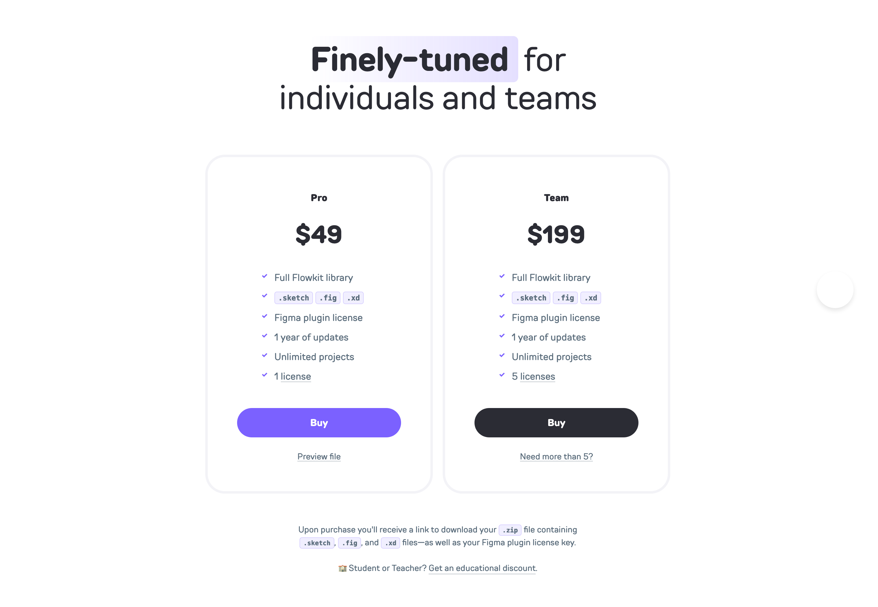 Useflowkit Pricing component screenshot