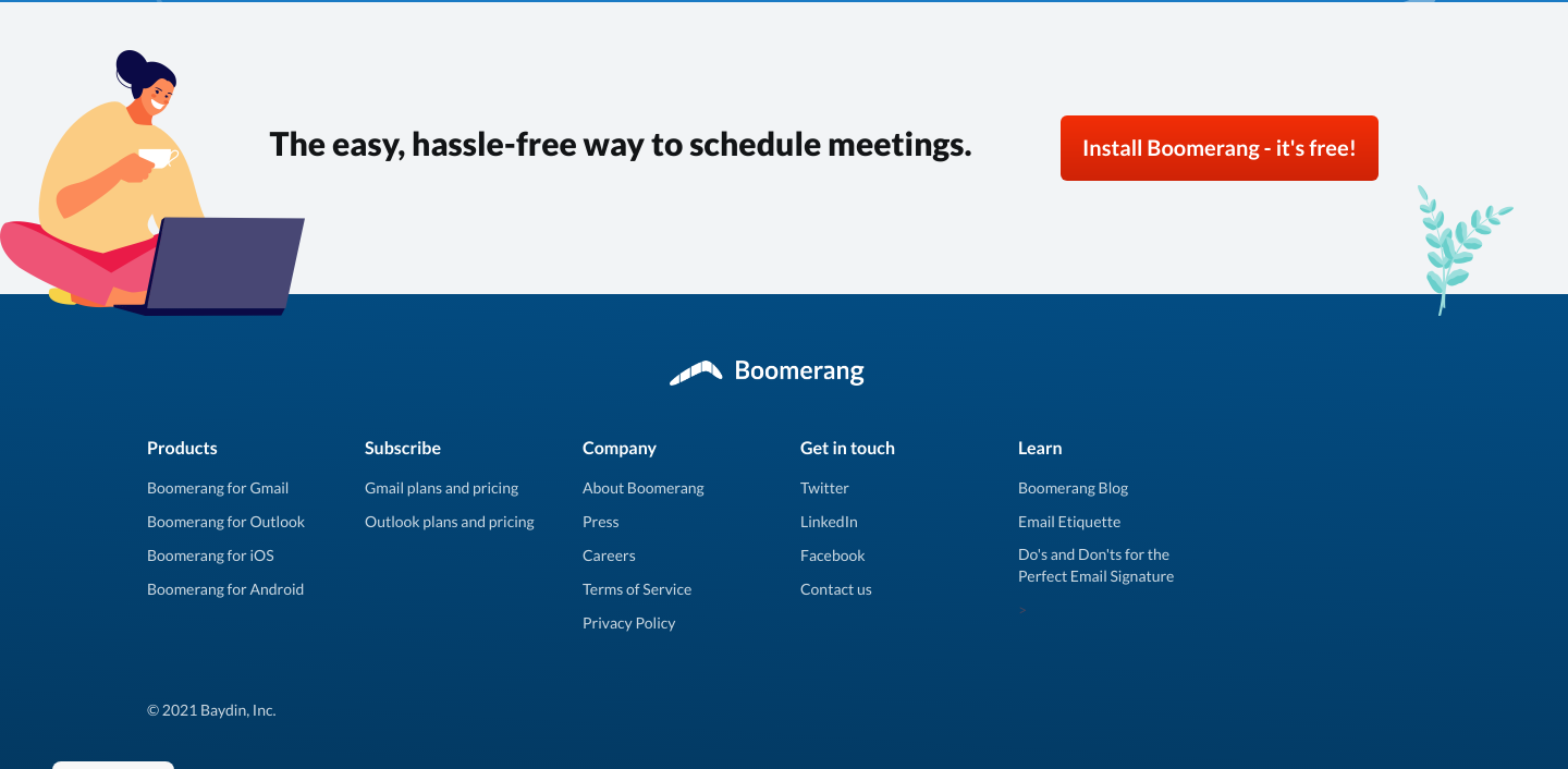 Boomerang Footer component screenshot