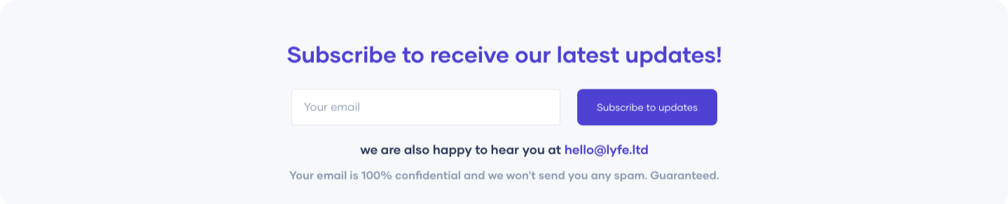 Lyfe Newsletter component screenshot