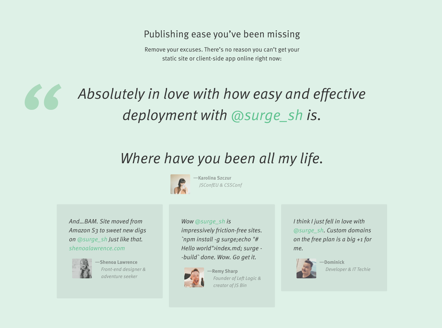 Surge Testimonial component screenshot
