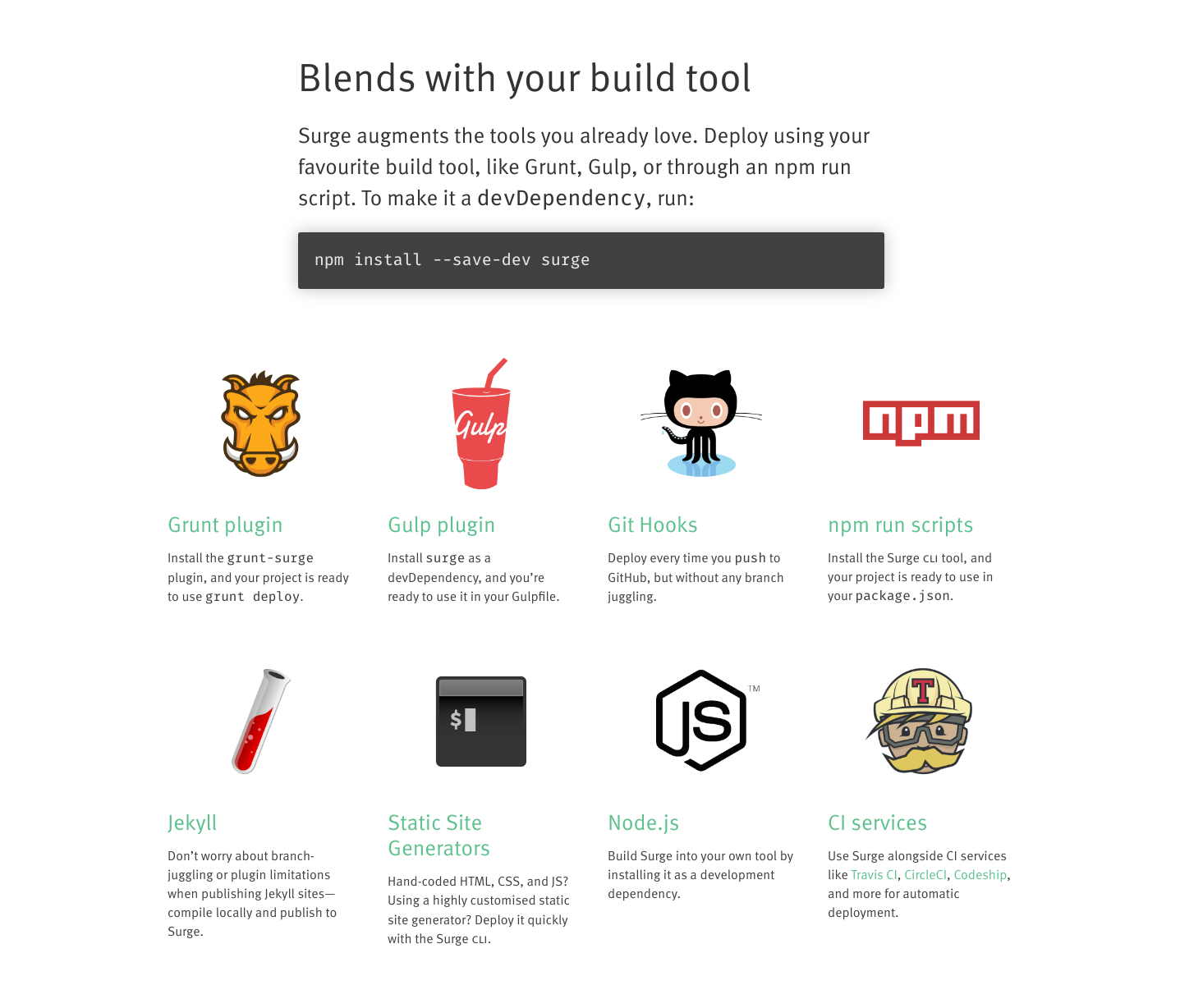 Surge Integrations component screenshot