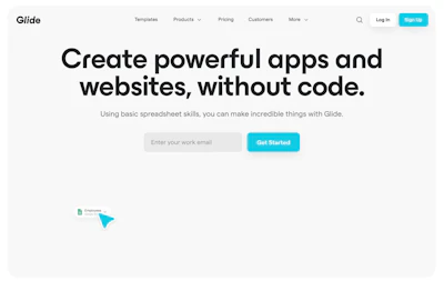 Glideapps.com hero section