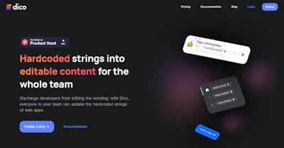 Dico hero section