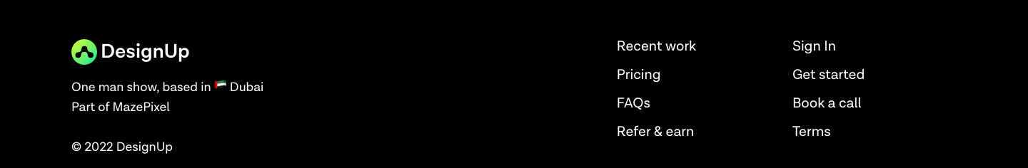 Designup Footer component screenshot