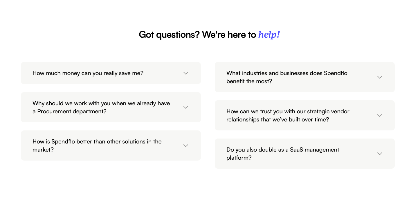 Spendflo Faq component screenshot
