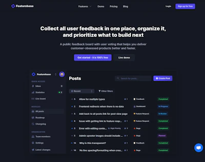 Featurebase hero section