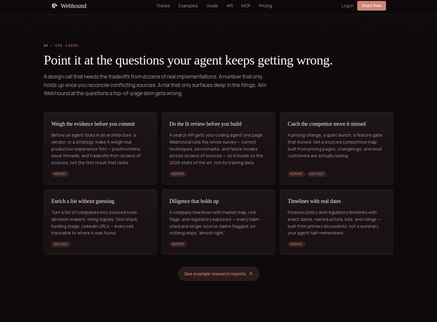 Webhound Feature component screenshot