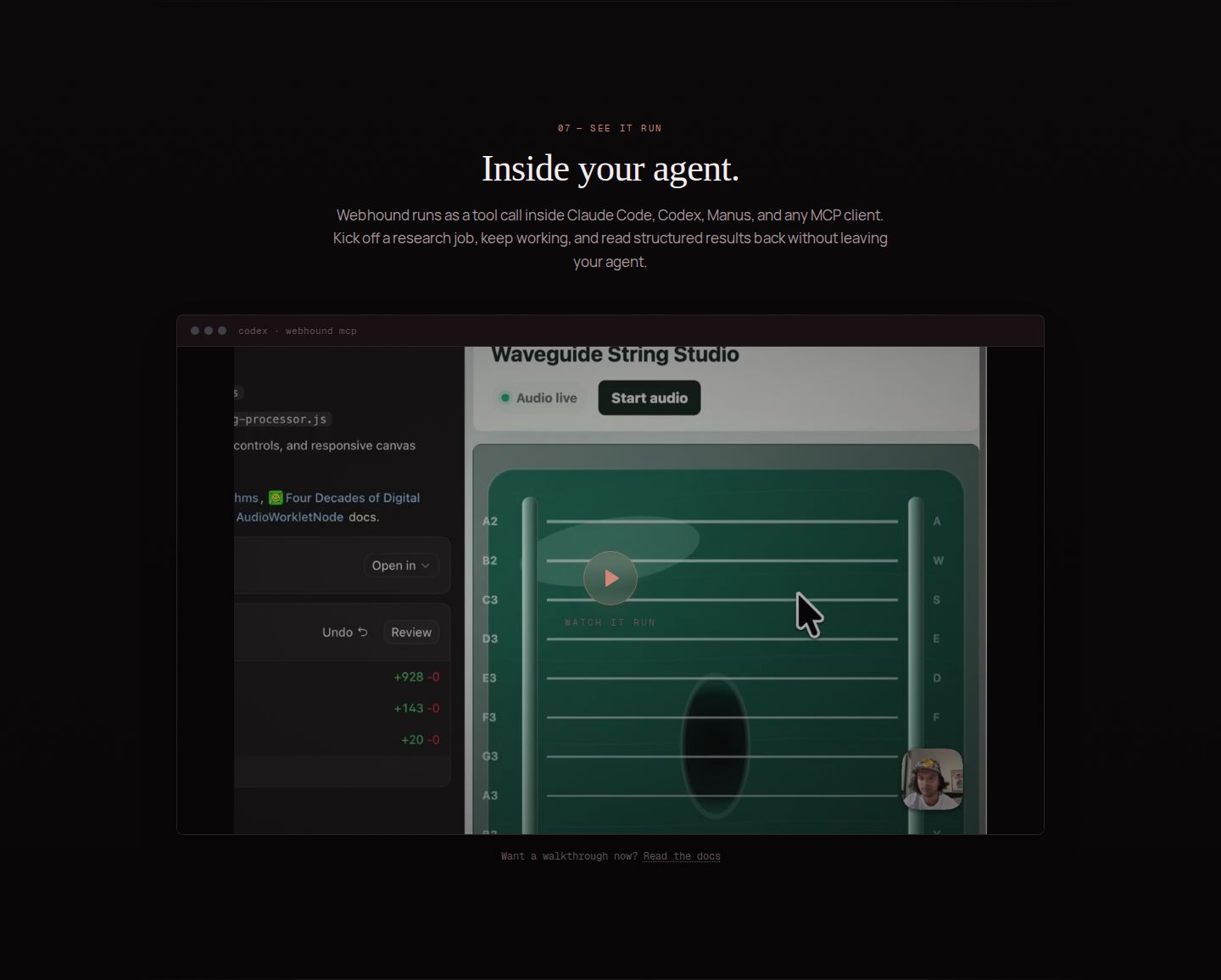 Webhound Demo component screenshot