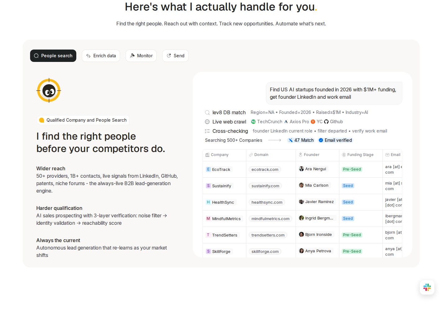 Lev8 Feature component screenshot