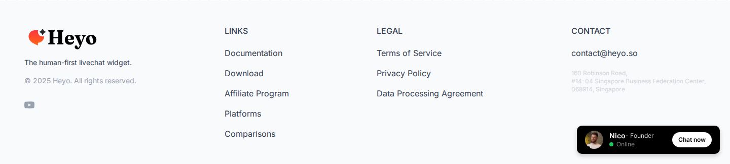 Heyo Footer component screenshot