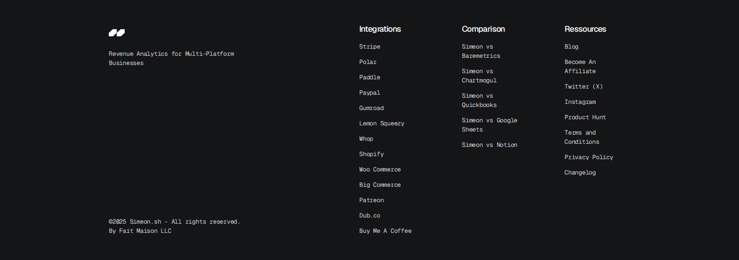Simeon Footer component screenshot