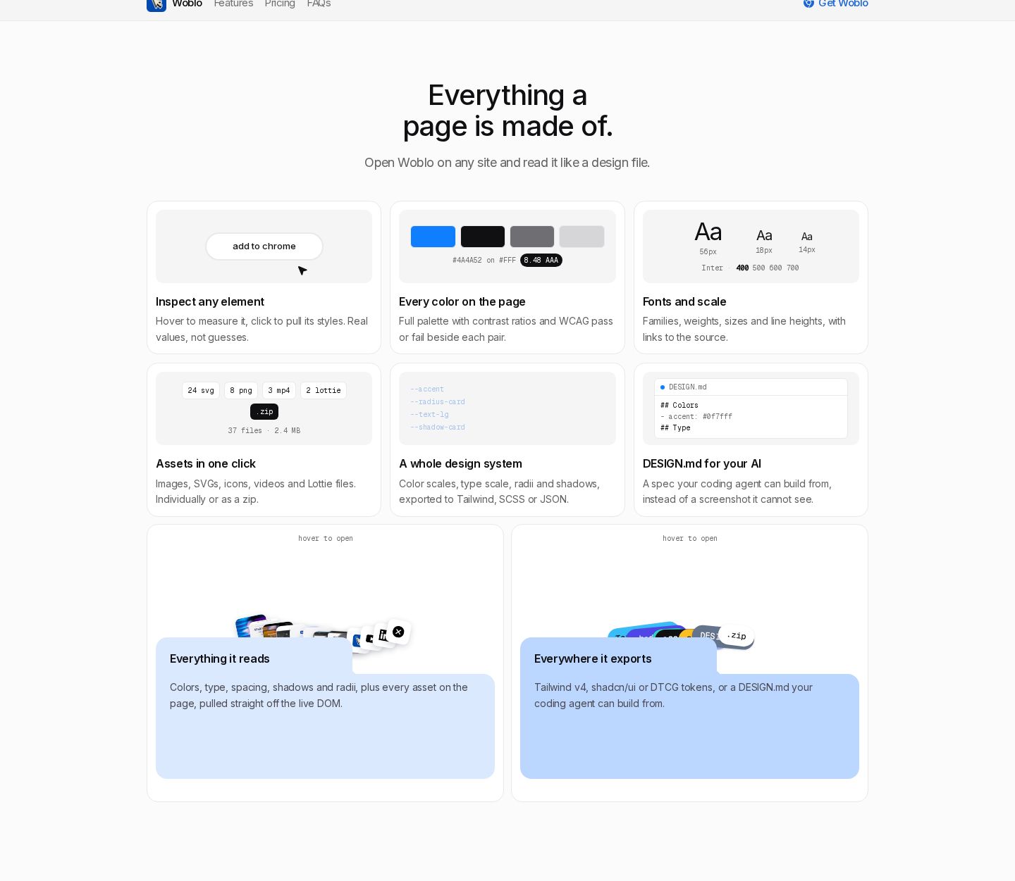 Woblo Feature component screenshot