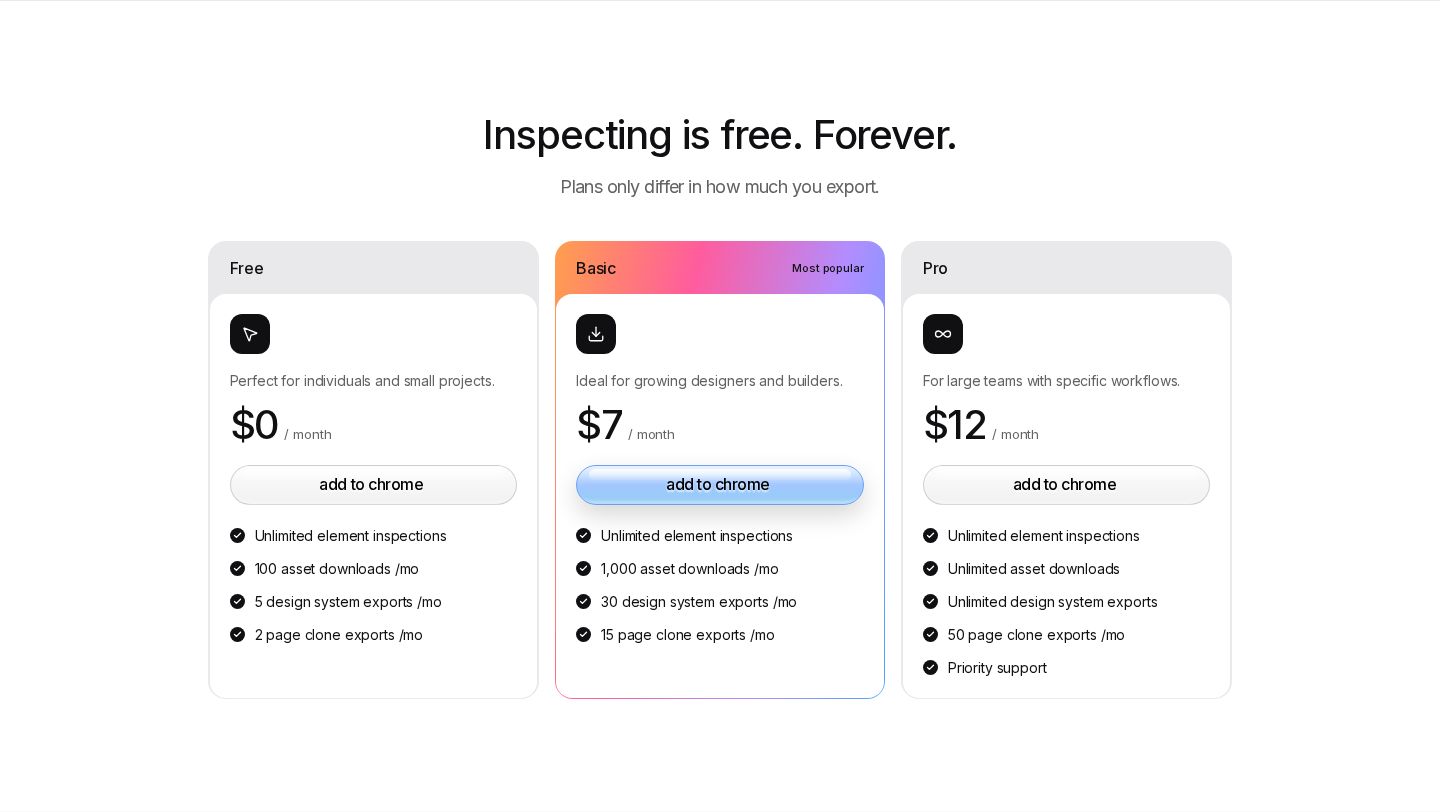 Woblo Pricing component screenshot