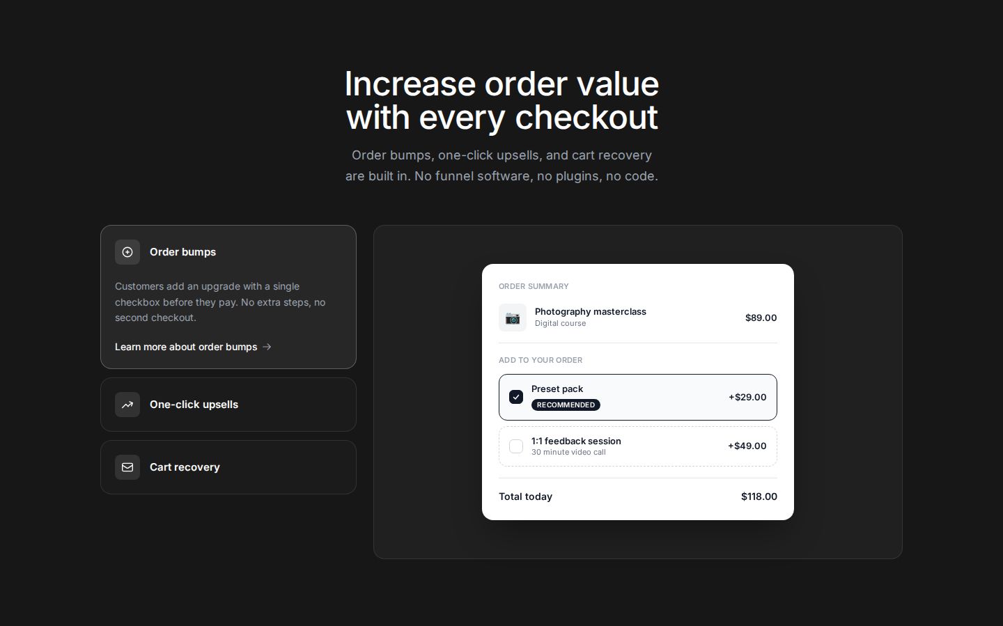 Checkout Page Feature component screenshot