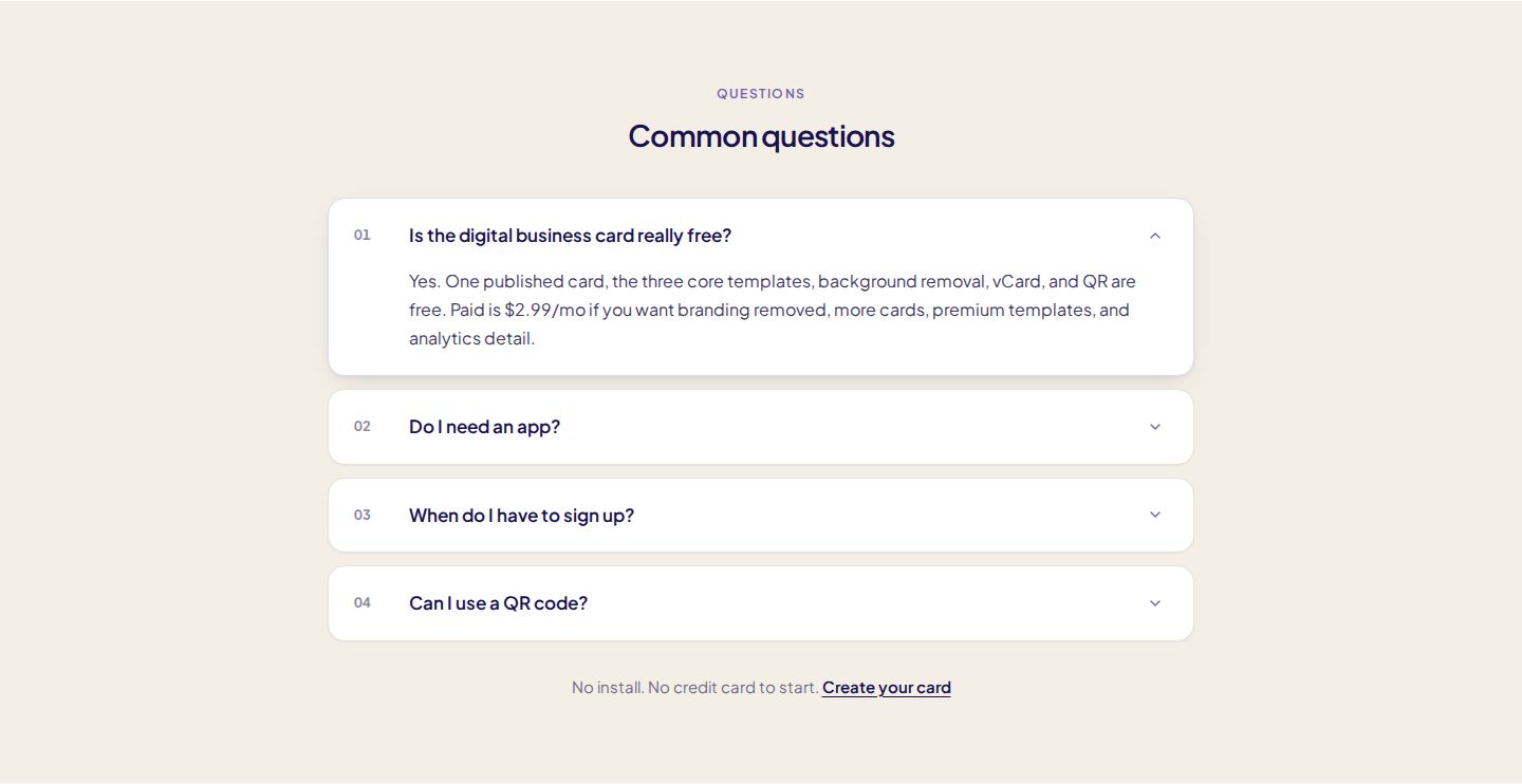 ProIntro Faq component screenshot