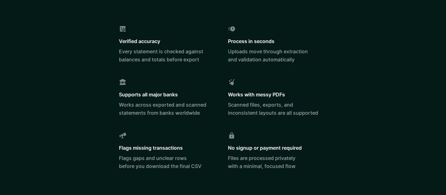 Statements Feature component screenshot