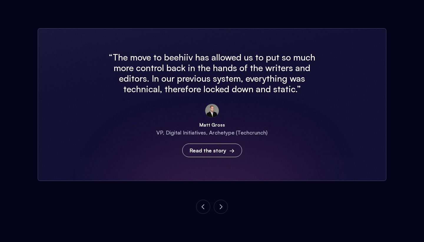 beehiiv Testimonial component screenshot
