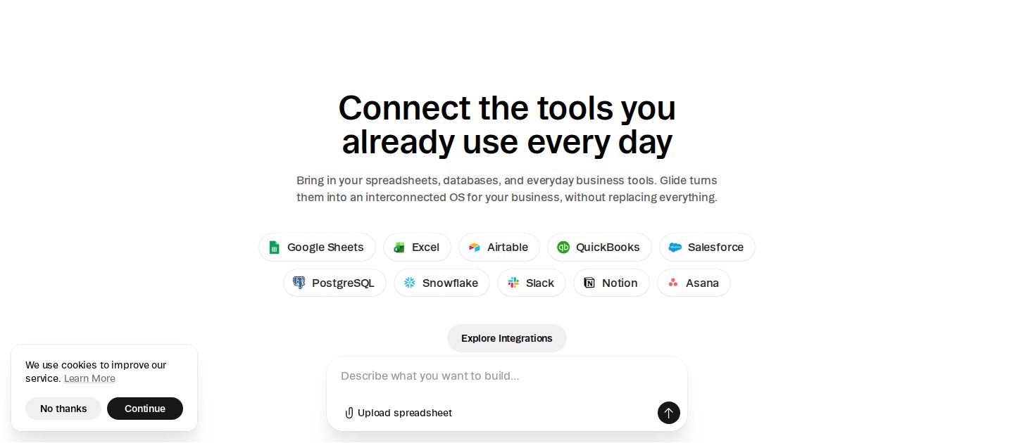 Glide: light logo grid integrations screenshot