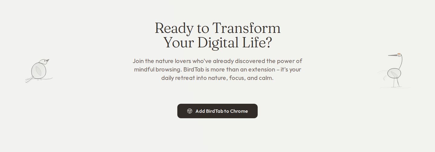 BirdTab Call To Action component screenshot