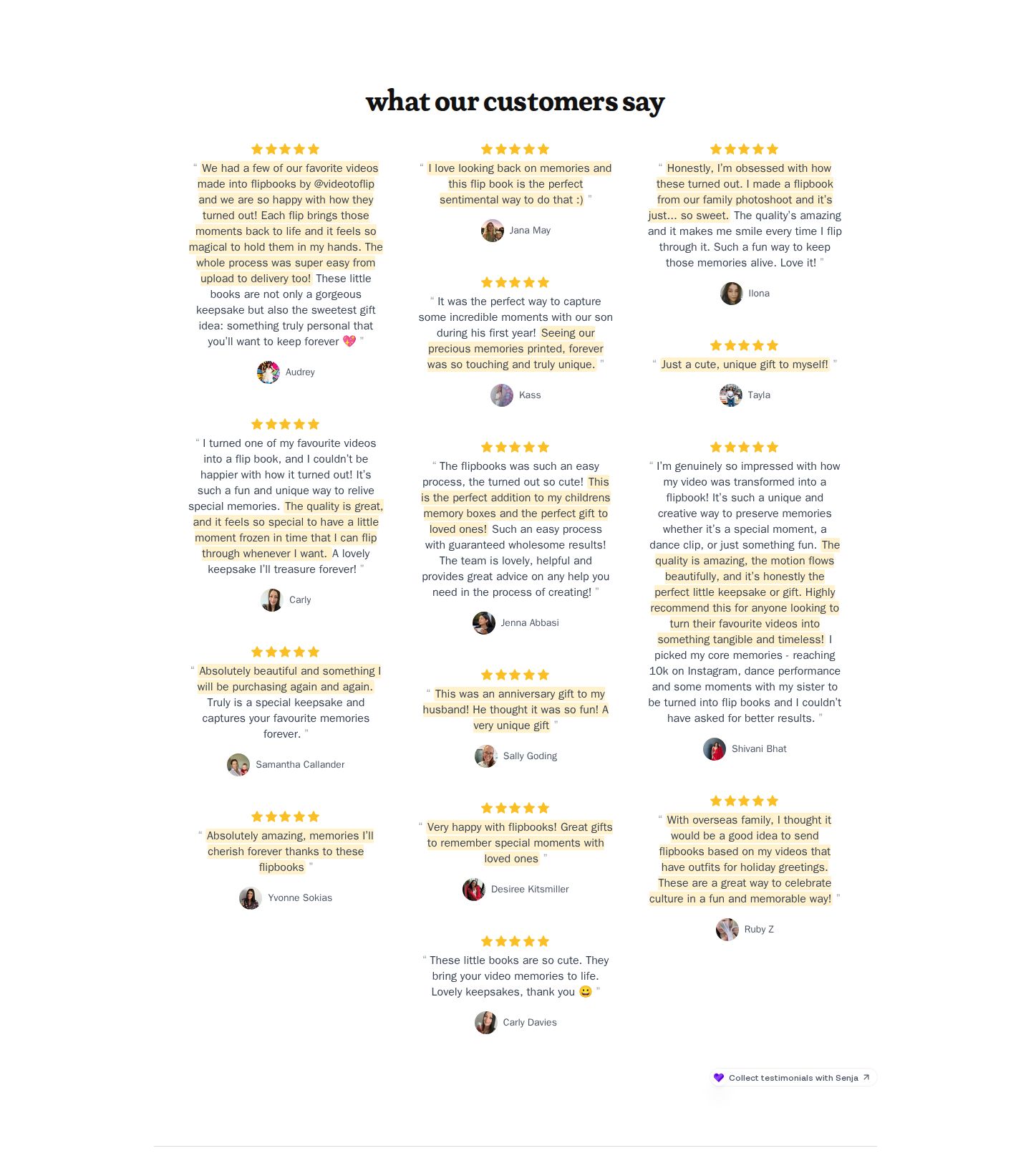 Video to Flipbook Testimonial component screenshot