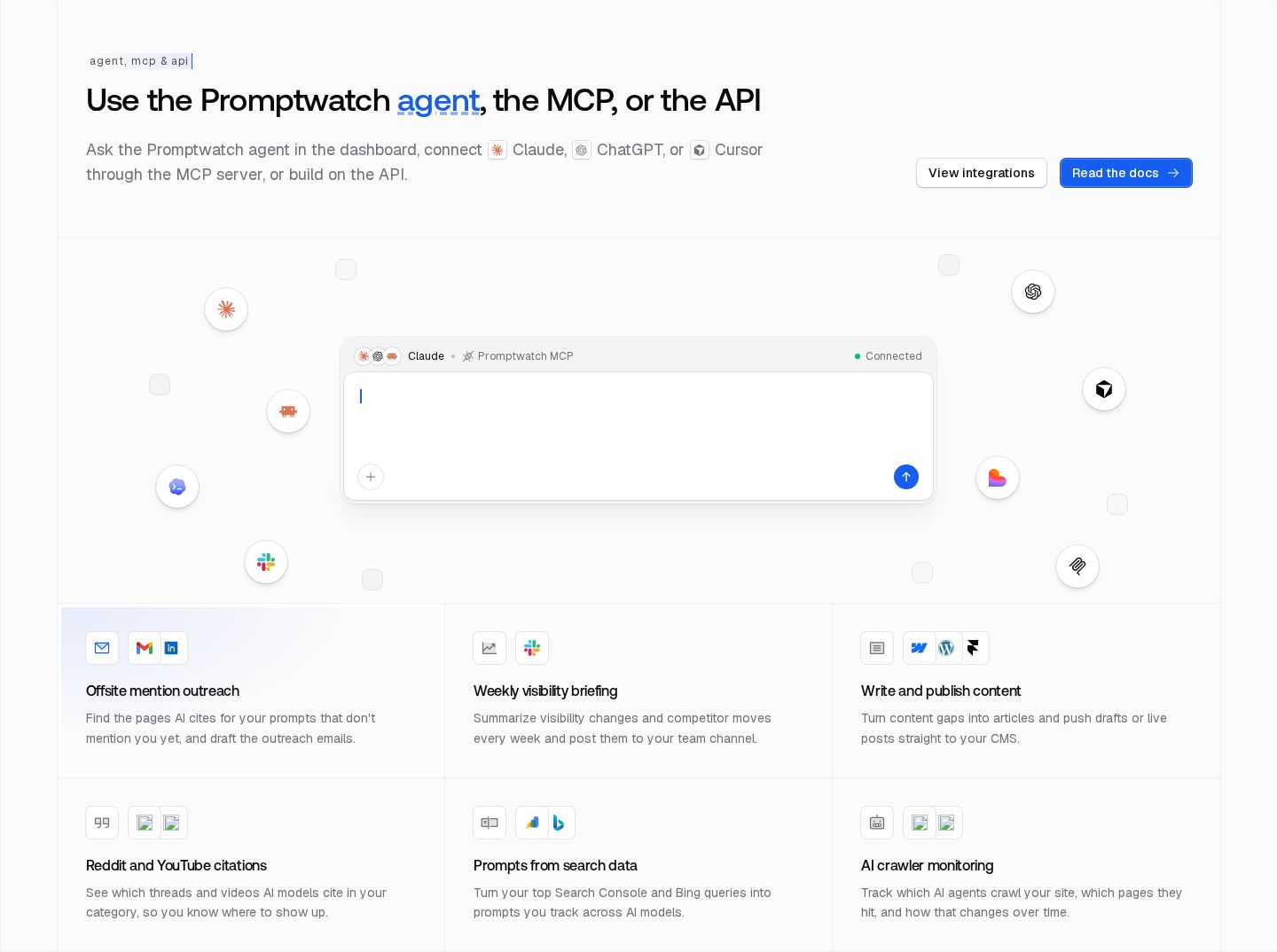 Promptwatch Integrations component screenshot