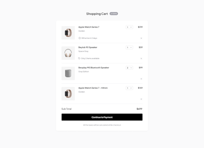 Figma Cart Components | Figcomponents