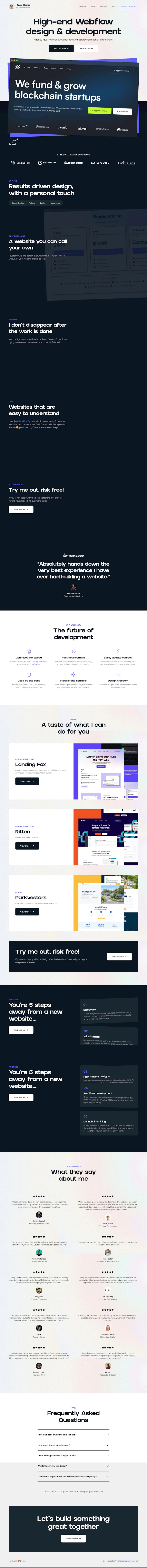Andy Hooke Landing Page screenshot