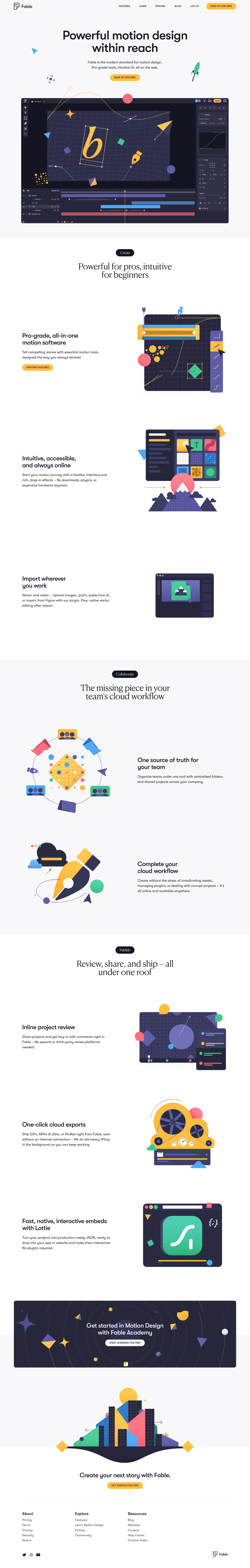 Fable Landing Page screenshot