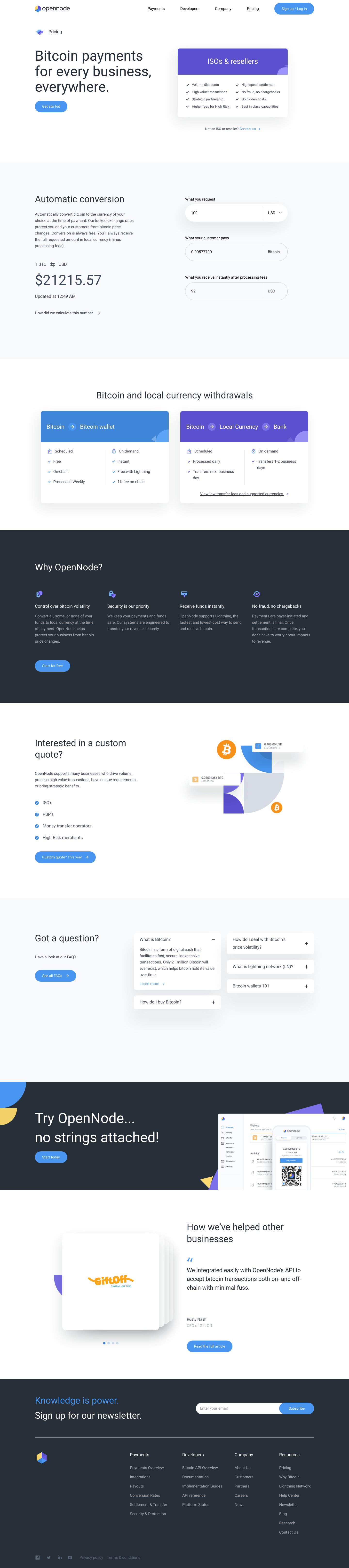 OpenNode Pricing screenshot