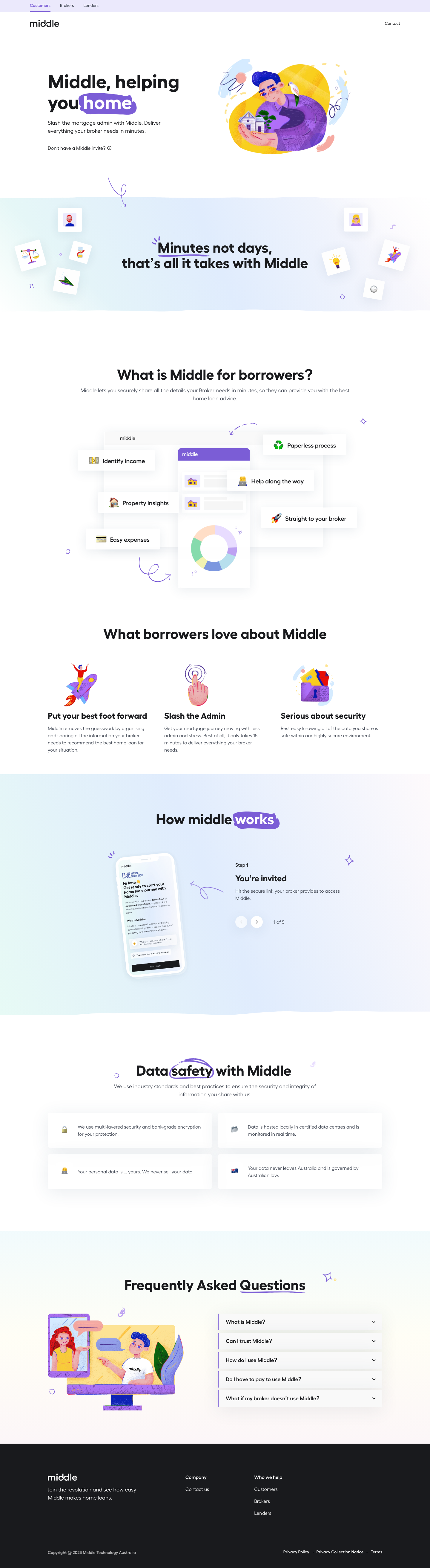Middle Landing Page screenshot