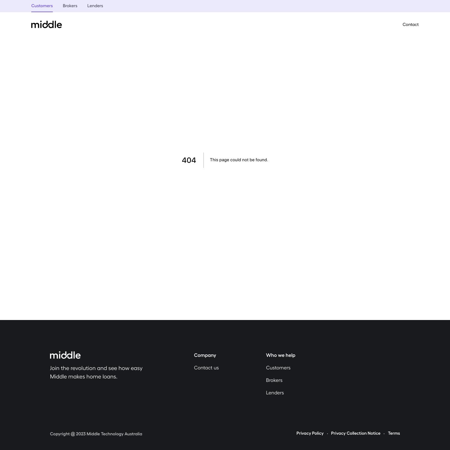 Middle 404 screenshot