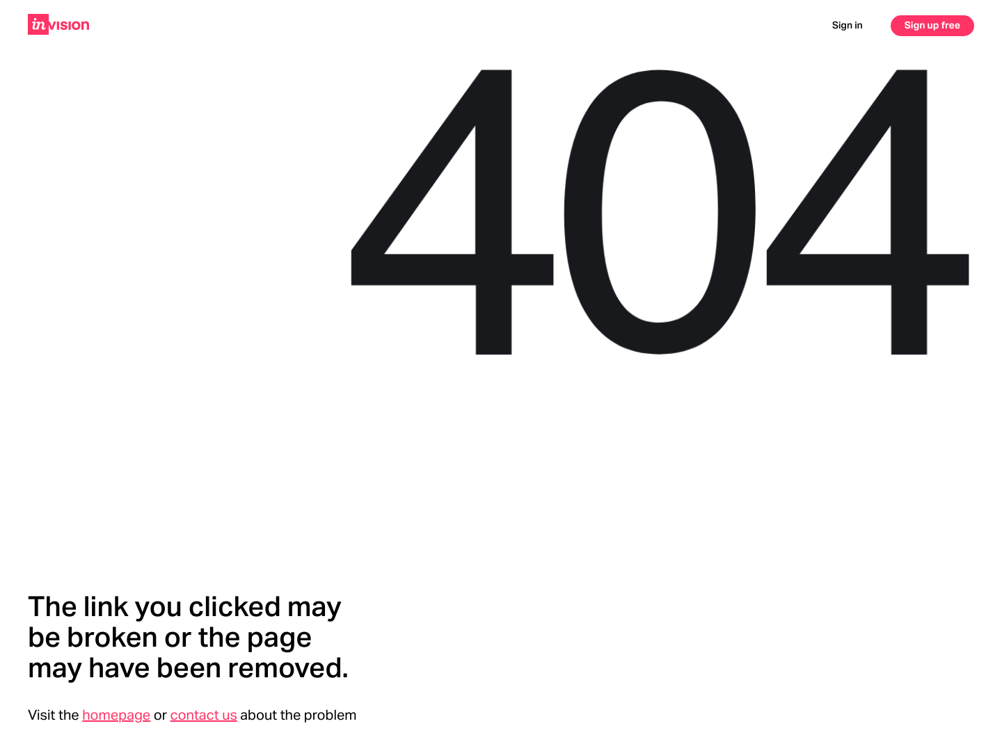 InVision 404 screenshot