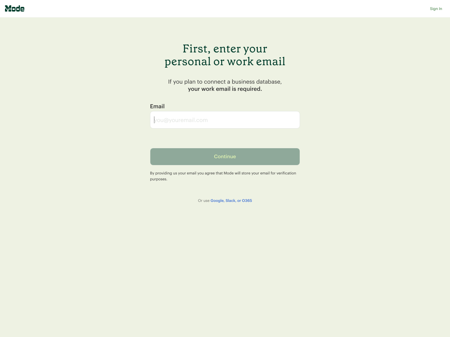Mode Signup screenshot