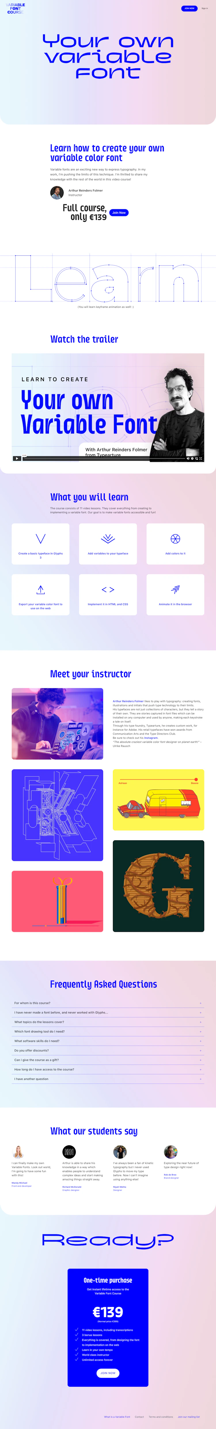 Variable Font Course  Landing Page screenshot