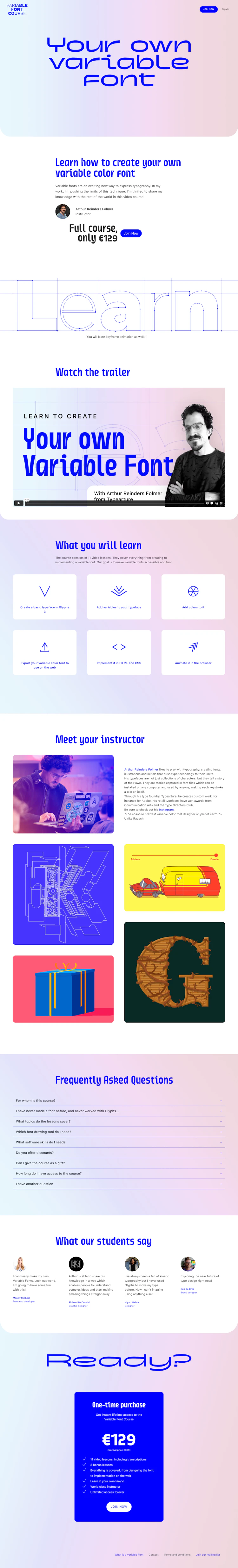 Variable Font Course  Landing Page dark mode screenshot