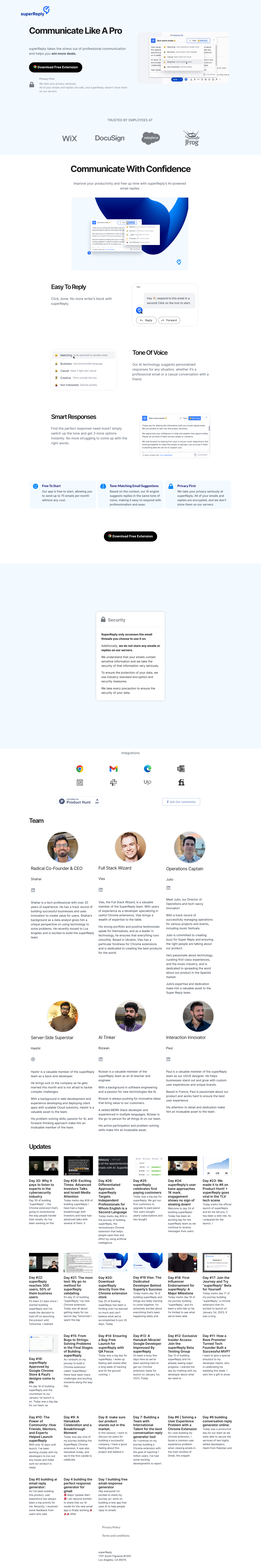 superReply  Landing Page screenshot