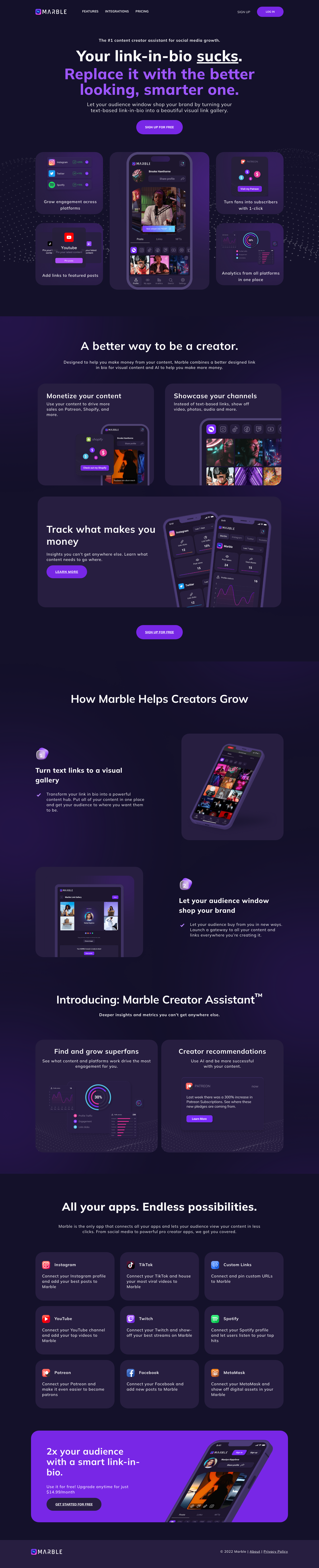 Marble  Landing Page screenshot